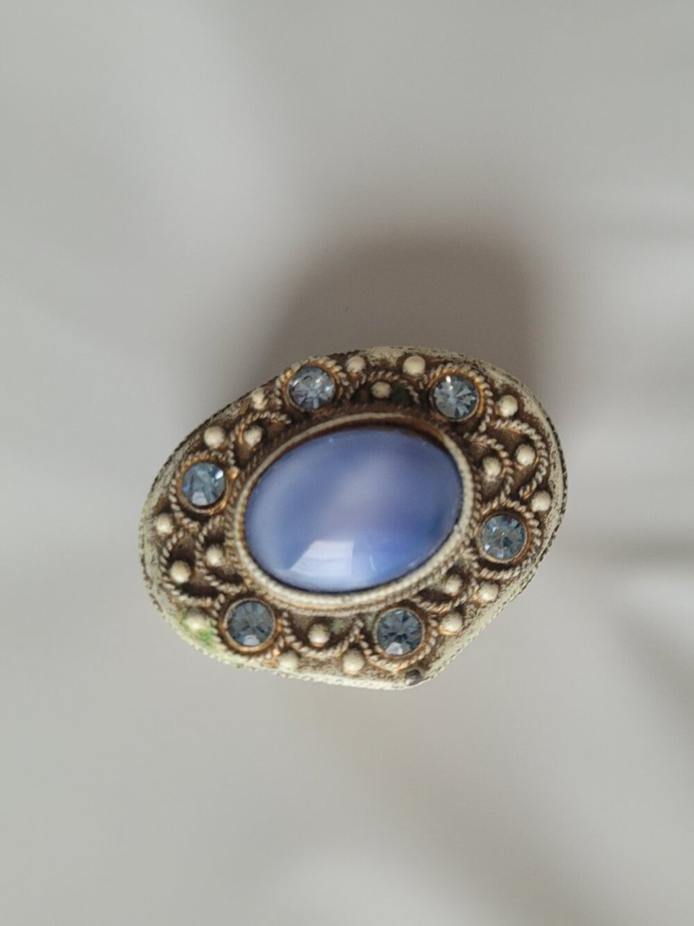 Trinket Ring Box Blue Embelishments made by Florenza Vintage - Picture 6 of 16